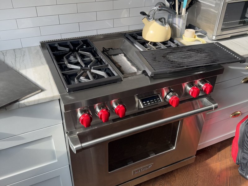 Wolf dual-fuel range with griddle